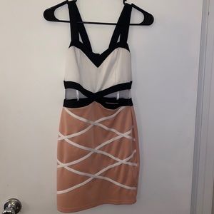 Mini black white & pink dress